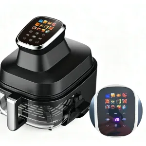 New 1500W 4L Capacity Air Fryer with Transparent Visible Glass Crispy Air Fryer with Colorful Digital Display Panel