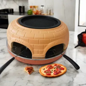 Hot Selling Mini Pizza Maker 4 Person Household Oven Electric Clay Terracotta BBQ Pizza Oven