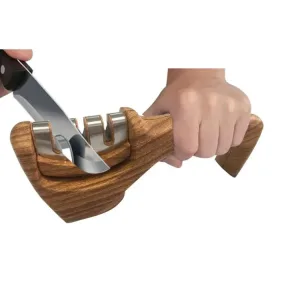 Multifunctional 3 Stage Knife Sharpener Wooden Pattern Design for Efficient Sharpening
