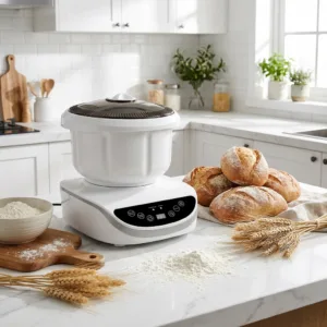 5L Electric Dough Kneader Mixer One-Touch Knead Ferment Function Large Capacity Plastic Bowl with LED Timer for Home Bread Pizza Noodle Use