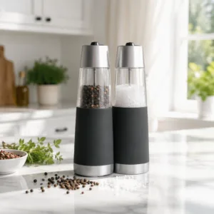 Gravity Electric Salt and Pepper Grinder Set Battery Operated with Clear Container Customize Color for Kitchen Home BBQ Use